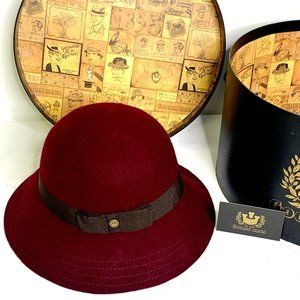Goorin Bros Wool Cloche Hat Size Large Burgundy